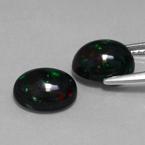 Pedras preciosas de opala negra multicolorido natural de  ct, corte oval, opaco