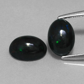 Pedras preciosas de opala negra multicolorido natural de  ct, corte oval, opaco