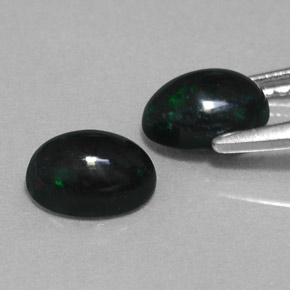Pedras preciosas de opala negra multicolorido natural de  ct, corte oval, opaco
