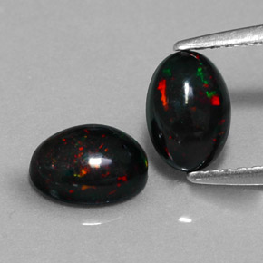 Pedras preciosas de opala negra multicolorido natural de  ct, corte oval, opaco