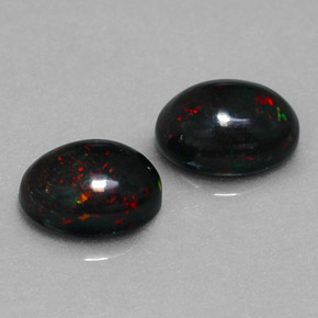 Pedras preciosas de opala negra multicolorido natural de  ct, corte oval, opaco