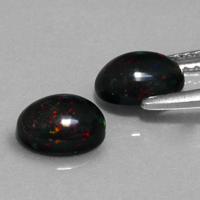 Pedras preciosas de opala negra multicolorido natural de  ct, corte oval, opaco