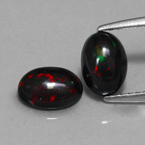 Pedras preciosas de opala negra multicolorido natural de  ct, corte oval, opaco