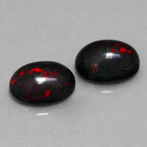 Pedras preciosas de opala negra multicolorido natural de  ct, corte oval, opaco