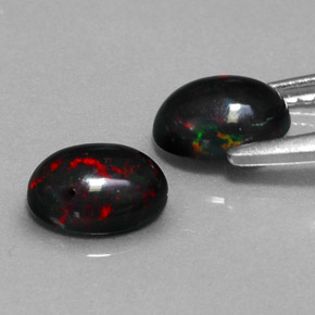 Pedras preciosas de opala negra multicolorido natural de  ct, corte oval, opaco