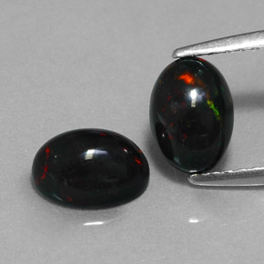 Pedras preciosas de opala negra multicolorido natural de  ct, corte oval, opaco