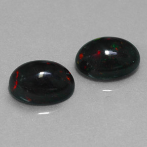 Pedras preciosas de opala negra multicolorido natural de  ct, corte oval, opaco