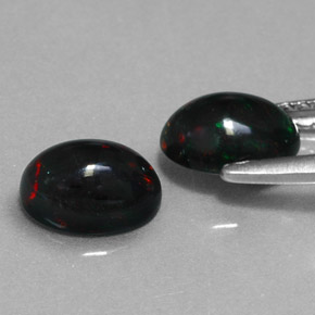 Pedras preciosas de opala negra multicolorido natural de  ct, corte oval, opaco