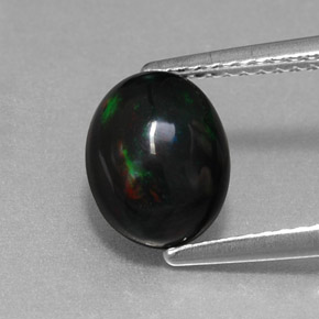 Opala negra multicolorido natural 1,27ct, corte oval, opaco