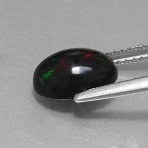 Opala negra multicolorido natural 1,27ct, corte oval, opaco
