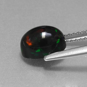 Opala negra multicolorido natural 1,38ct, corte oval, opaco