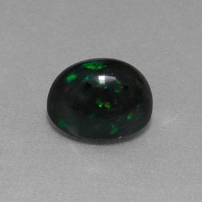 Opala negra multicolorido natural 1,58ct, corte oval, opaco
