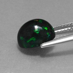 Opala negra multicolorido natural 1,58ct, corte oval, opaco
