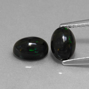 Pedras preciosas de opala negra multicolorido natural de  ct, corte oval, opaco