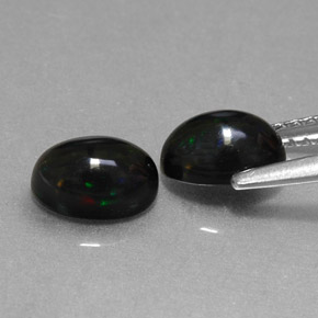 Pedras preciosas de opala negra multicolorido natural de  ct, corte oval, opaco