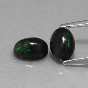 Pedras preciosas de opala negra multicolorido natural de  ct, corte oval, opaco