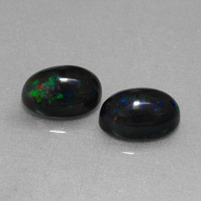 Pedras preciosas de opala negra multicolorido natural de  ct, corte oval, opaco