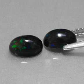 Pedras preciosas de opala negra multicolorido natural de  ct, corte oval, opaco