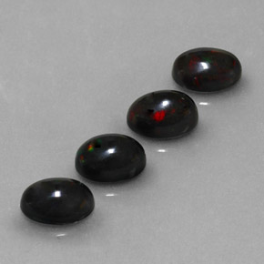Pedras preciosas de opala negra multicolorido natural de  ct, corte oval, opaco