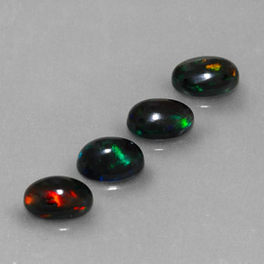 Pedras preciosas de opala negra multicolorido natural de  ct, corte oval, opaco