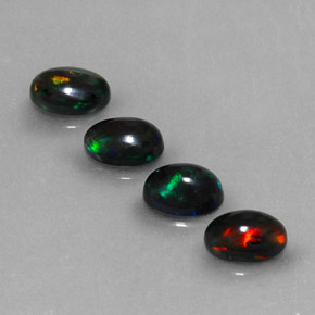Pedras preciosas de opala negra multicolorido natural de  ct, corte oval, opaco