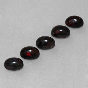 Pedras preciosas de opala negra multicolorido natural de 2,70 ct, corte oval, opaco