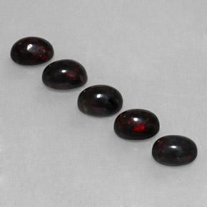 Pedras preciosas de opala negra multicolorido natural de 2,70 ct, corte oval, opaco