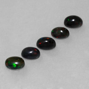 Pedras preciosas de opala negra multicolorido natural de  ct, corte oval, opaco