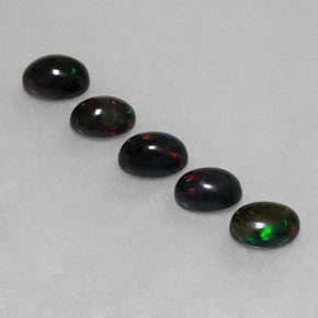 Pedras preciosas de opala negra multicolorido natural de  ct, corte oval, opaco