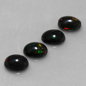 Pedras preciosas de opala negra multicolorido natural de  ct, corte oval, opaco