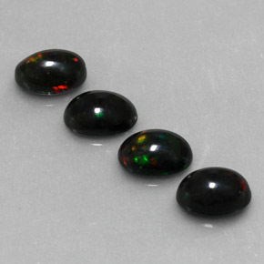 Pedras preciosas de opala negra multicolorido natural de  ct, corte oval, opaco