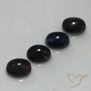 Pedras preciosas de Opala negra Multicolorido natural de 5.72 ct, oval, Opaco