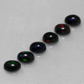Pedras preciosas de opala negra multicolorido natural de  ct, corte oval, opaco