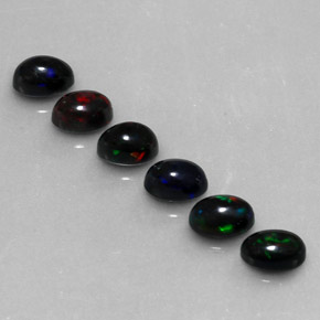 Pedras preciosas de opala negra multicolorido natural de  ct, corte oval, opaco