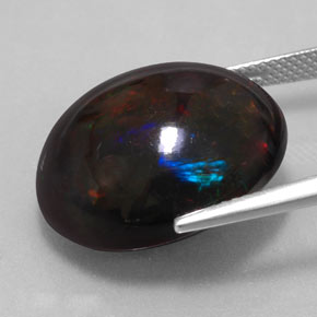 Opala negra multicolorido natural 17,67ct, corte oval, opaco