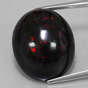 Opala negra multicolorido natural 20,04ct, corte oval, opaco