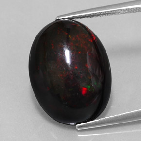 Opala negra multicolorido natural 7,87ct, corte oval, opaco