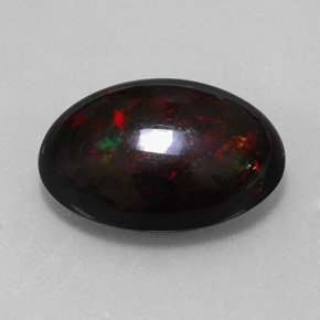 Opala negra multicolorido natural 7,87ct, corte oval, opaco