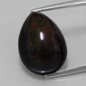 Opala negra multicolorido natural 9,42ct, formato de pêra, opaco