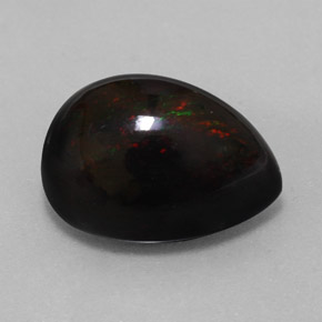 Opala negra multicolorido natural 9,42ct, formato de pêra, opaco