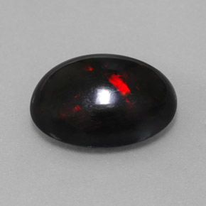 Opala negra multicolorido natural 5,63ct, corte oval, opaco