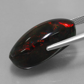 Opala negra multicolorido natural 17,92ct, corte oval, opaco