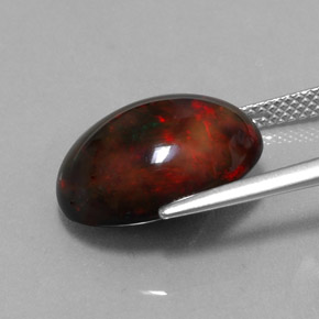 Opala negra multicolorido natural 6,26ct, corte oval, opaco