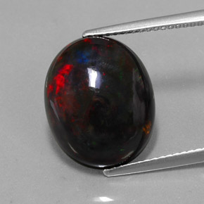 Opala negra multicolorido natural 5,81ct, corte oval, opaco