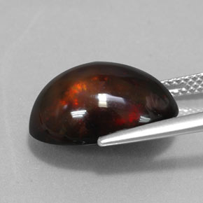 Opala negra multicolorido natural 6,02ct, corte oval, opaco