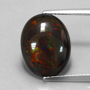 Opala negra multicolorido natural 3,17ct, corte oval, opaco