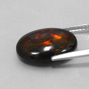 Opala negra multicolorido natural 3,17ct, corte oval, opaco