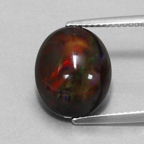 Opala negra multicolorido natural 4,31ct, corte oval, opaco