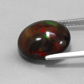 Opala negra multicolorido natural 4,31ct, corte oval, opaco