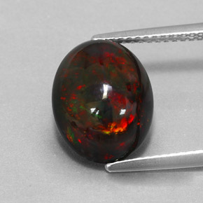 Opala negra multicolorido natural 3,73ct, corte oval, opaco